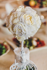 wedding bouquet of white roses