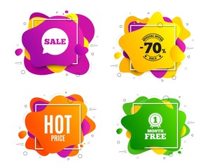 Hot Price. Liquid shape, various colors. Special offer Sale sign. Advertising Discounts symbol. Geometric vector banner, square frames. Hot price text. Gradient shape badge. Vector