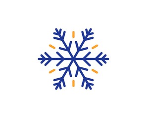 Snowflake sign. Air conditioning line icon. Hotel service symbol. Colorful outline concept. Blue and orange thin line air conditioning icon. Vector