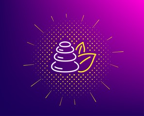 Spa stones line icon. Halftone pattern. Bath resort sign. Hotel service symbol. Gradient background. Spa stones line icon. Yellow halftone pattern. Vector