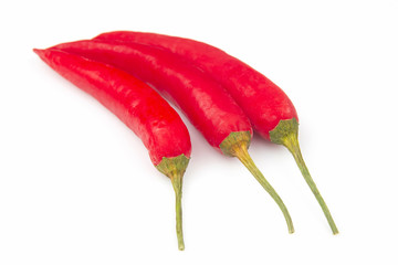 Hot red fresh pepper on a white background