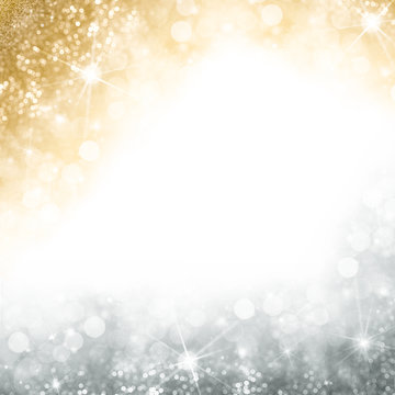 Christmas background with golden glitter and silver sparkly