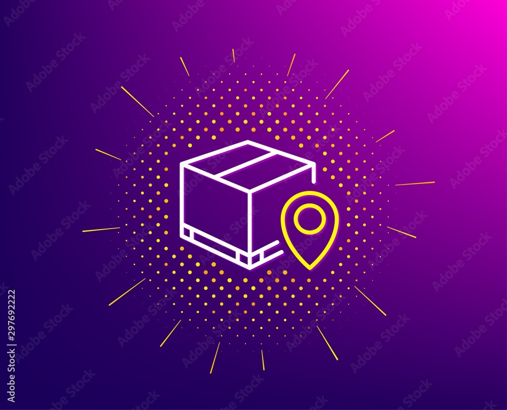 Aufkleber parcel tracking line icon. halftone pattern. delivery monitoring sign. shipping box location symbol.
