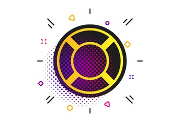Lifebuoy sign icon. Halftone dots pattern. Life salvation symbol. Classic flat lifebuoy icon. Vector