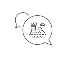 Obraz premium Lighthouse line icon. Chat bubble design. Beacon tower sign. Searchlight building symbol. Outline concept. Thin line lighthouse icon. Vector