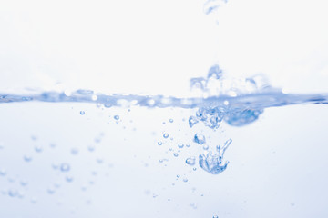 blue water splash and drop for drinking, abstract water pure and freshness concept background 
