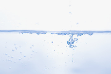 blue water splash and drop for drinking, abstract water pure and freshness concept background 
