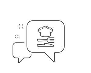 Fototapeta premium Food line icon. Chat bubble design. Cooking chef sign. Fork, knife symbol. Outline concept. Thin line food icon. Vector