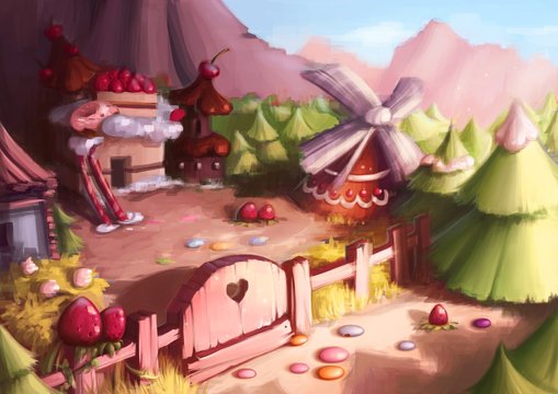 Candy world environment design set