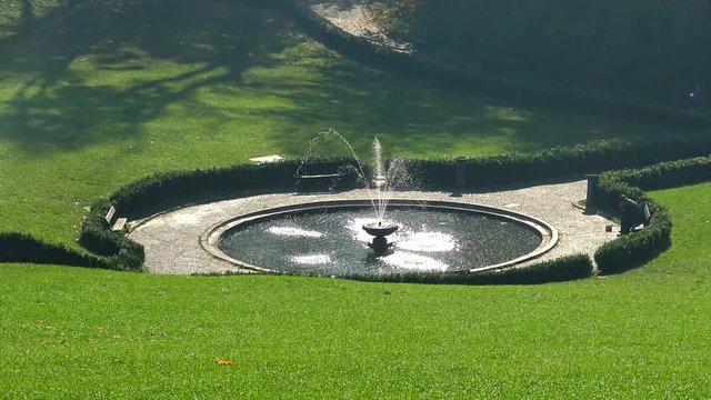 UKRAINE, Uman - October 19, 2019:  Seven-jet Fountain in Sofievsky Park, Uman, Ukraine