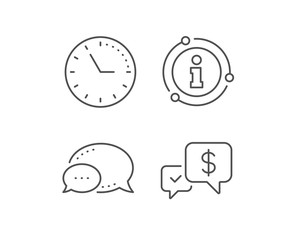 Fototapeta premium Payment receive line icon. Chat bubble, info sign elements. Dollar exchange sign. Finance symbol. Linear payment received outline icon. Information bubble. Vector