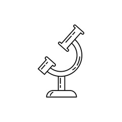 microscope, tools and utensils, medical line icon on white background