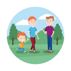 family with their son in the park