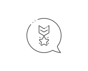 Winner medal line icon. Chat bubble design. Ranking star sign. Best rank symbol. Outline concept. Thin line winner medal icon. Vector