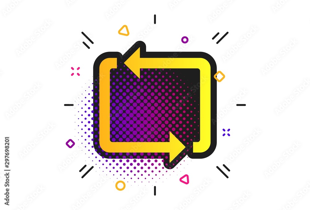 Aufkleber repeat icon. halftone dots pattern. loop symbol. refresh sign. classic flat repeat icon. vector