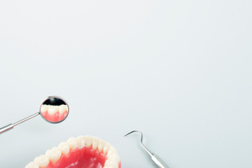 dental equipment in the glass