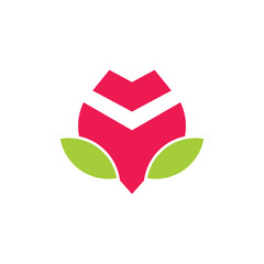 red rose leaf geometric symbol logo vector