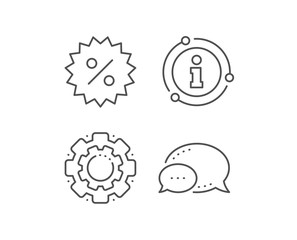 Discount or Sale line icon. Chat bubble, info sign elements. Special offer sign. Shopping symbol. Linear discount outline icon. Information bubble. Vector