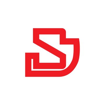 letter sj simple geometric line logo vector