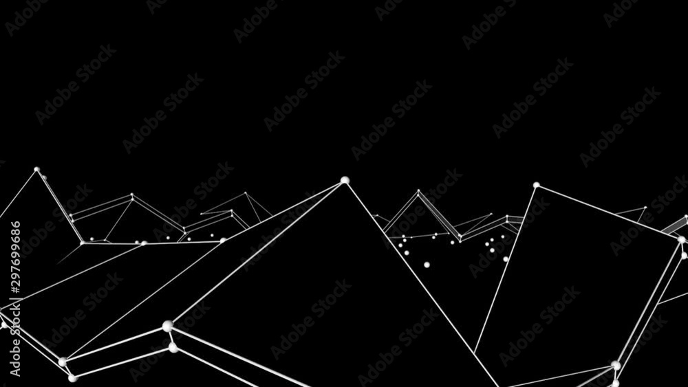Poster black and white low poly background. abstract animation. 3d rendering