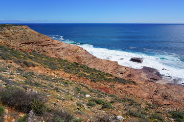 View of the coastal cliffs Kalbarri National Park in the Mid West region of Western Australia.