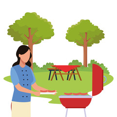Obraz na płótnie Canvas avatar woman in bbq grill, colorful design