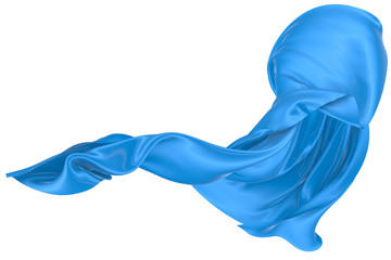 Abstract background of blue wavy silk or satin. 3d rendering image.