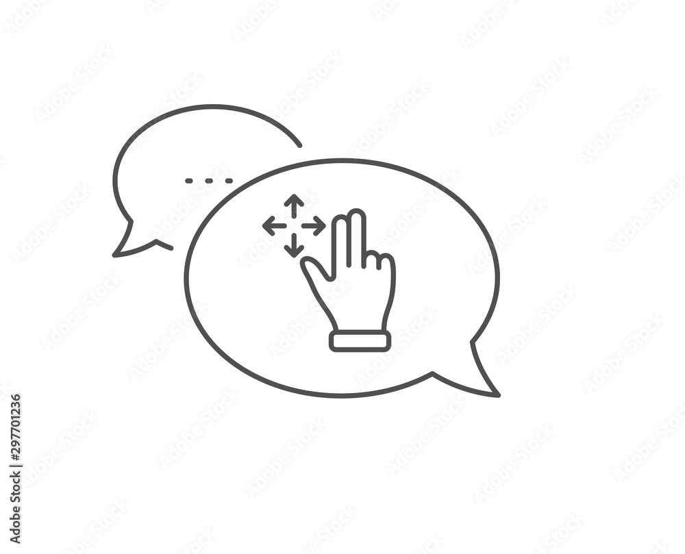 Poster move gesture line icon. chat bubble design. slide arrow sign. swipe action symbol. outline concept. 