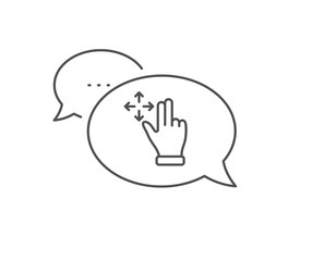 Move gesture line icon. Chat bubble design. Slide arrow sign. Swipe action symbol. Outline concept. Thin line move gesture icon. Vector