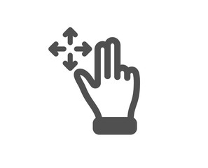 Slide arrow sign. Move gesture icon. Swipe action symbol. Classic flat style. Simple move gesture icon. Vector