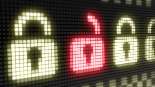 Lock icon. Looping footage has 4K Resolution with Encoder Prores 4444. 3D Illustration.