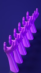 3d rendering illustration banner with hands pattern. Glossy shiny material. Modern contemporary style