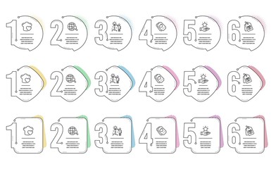 Loyalty program, International Ð¡opyright and Coupons line icons set. Infographic timeline. Love cooking, Creative idea and Love ticket signs. Bonus star, World copywriting, Shopping tags. Vector