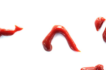 Tomato sauce or ketchup isolated on white background.