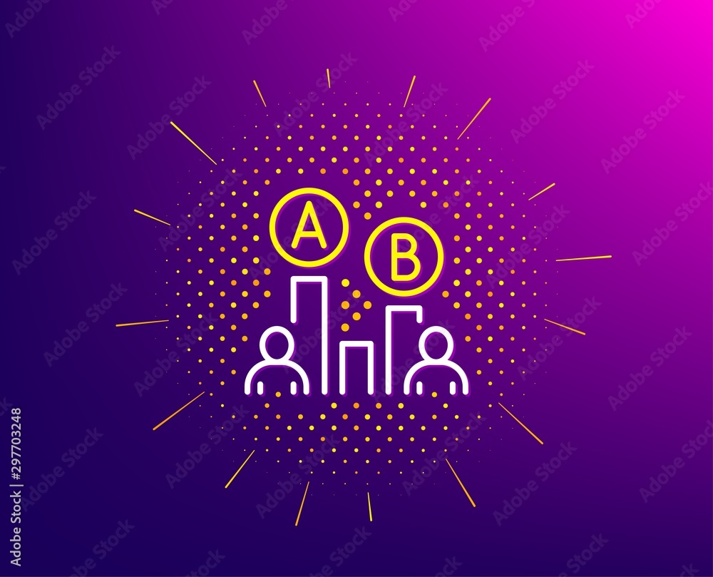 Aufkleber ab testing line icon. halftone pattern. ui test chart sign. gradient background. ab testing line ico