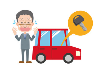 車　鍵　とじ込み　困る　男性　焦る