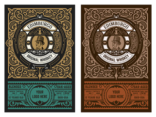 Western label for whiskey or other products.