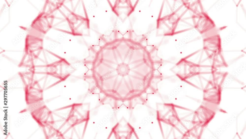 Aufkleber red-white abstract animated background. kaleidoscope patterns. 3d rendering