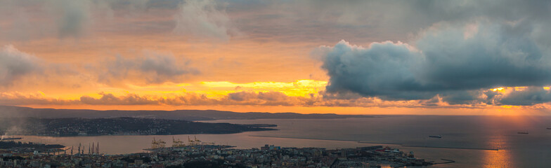 Dramatic sunset over Trieste
