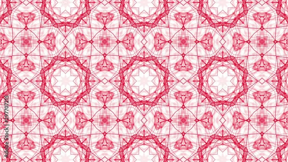 Aufkleber red-white abstract animated background. kaleidoscope patterns. 3d rendering