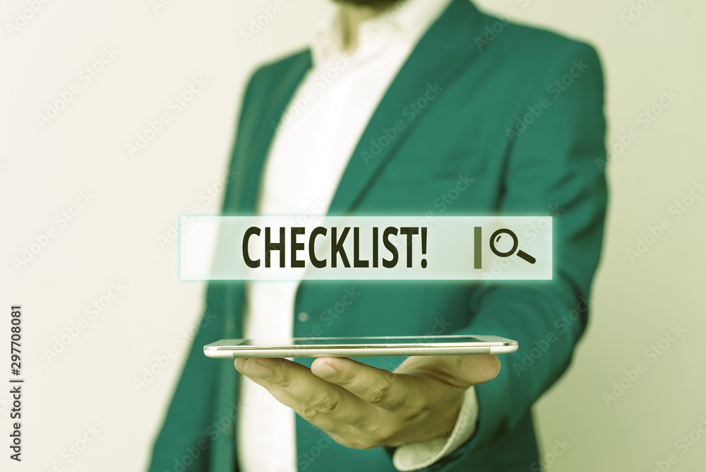 Poster conceptual hand writing showing checklist. concept meaning list items required things be done or poi