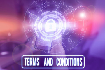 Text sign showing Terms And Conditions. Business photo showcasing rules that apply to fulfilling a particular contract Picture photo system network scheme modern technology smart device