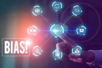 Word writing text Bias. Business photo showcasing inclination or prejudice for or against one...