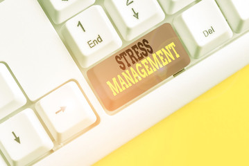 Conceptual hand writing showing Stress Management. Concept meaning method of limiting stress and...