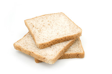 Whole Grain Bread isolated on white background, Breakfast with whole Grain Bread, Closeup whole grain bread