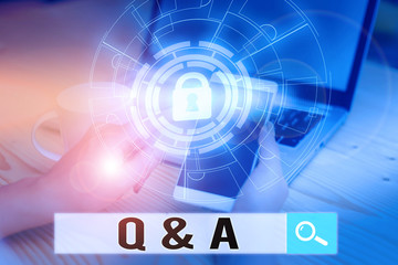 Handwriting text writing Q And A. Conceptual photo defined as questions being asked and answers Picture photo system network scheme modern technology smart device