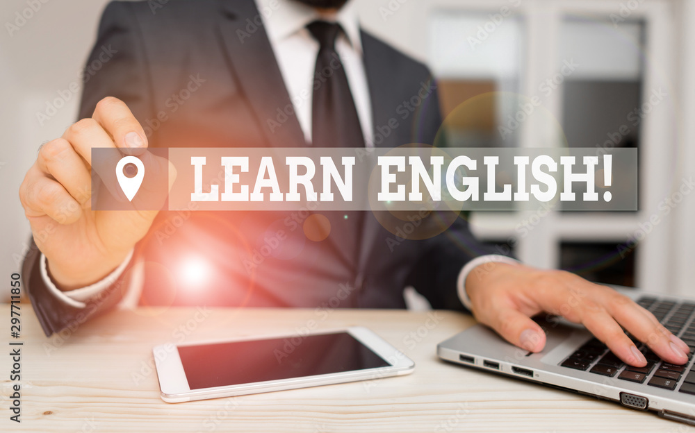 Poster handwriting text writing learn english. conceptual photo gain acquire knowledge in new language by s