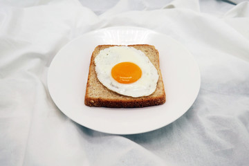 Simple Breakfast Egg Fried On The Bread