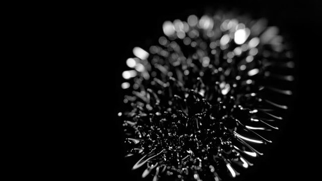 Super Slow Motion Macro Shot of Magnetic Liquid Ferrofluid in Motion at 1000fps.