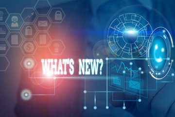 Handwriting text writing What S New Question. Conceptual photo when you ask someone about his current live events actions Picture photo system network scheme modern technology smart device